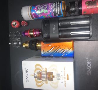 Smoktech T Priv Vape plus batteries, ejuice, coils/tanks and charger