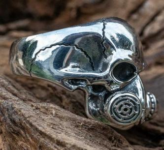 Gas Mask Skull Ring 925 sterling silver Vape Vaping Chemical Breaking Bad Biker